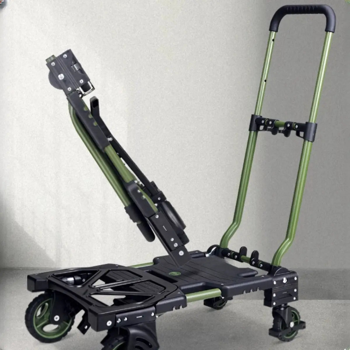 Folding Green Finish Metal Narrow Tall Utility Carts Image - 13