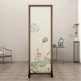 Folding White Lotus Fabric Decorative Room Divider Image - 11