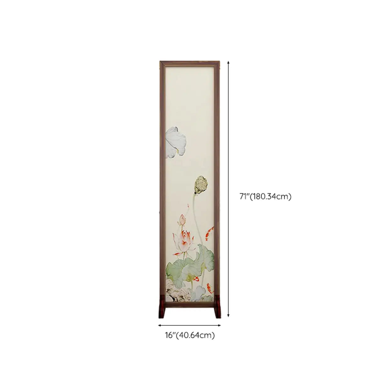 Folding White Lotus Fabric Decorative Room Divider 