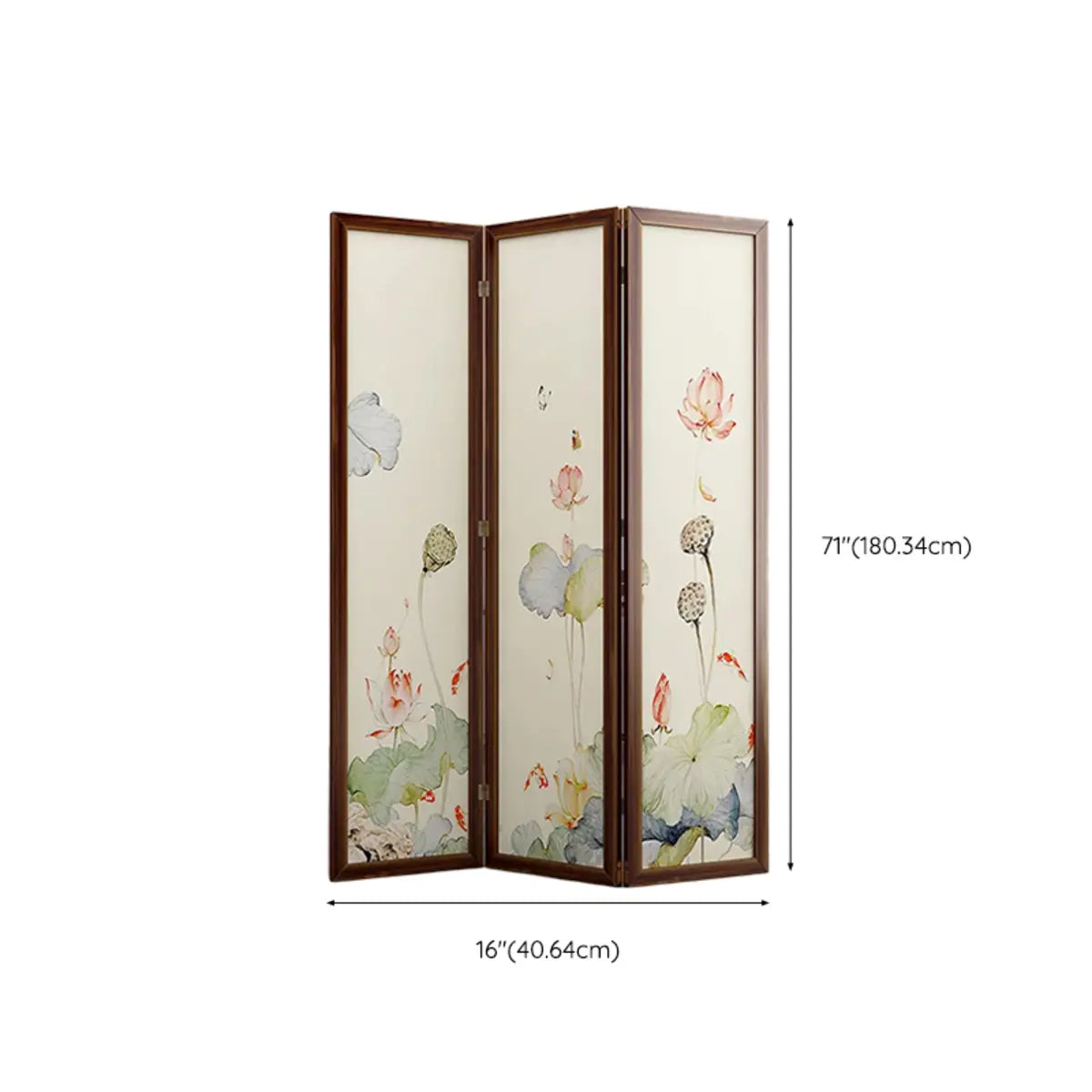 Folding White Lotus Fabric Decorative Room Divider Image - 18