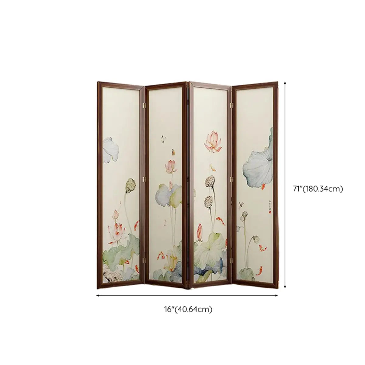 Folding White Lotus Fabric Decorative Room Divider Image - 19