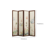 Folding White Lotus Fabric Decorative Room Divider Image - 19