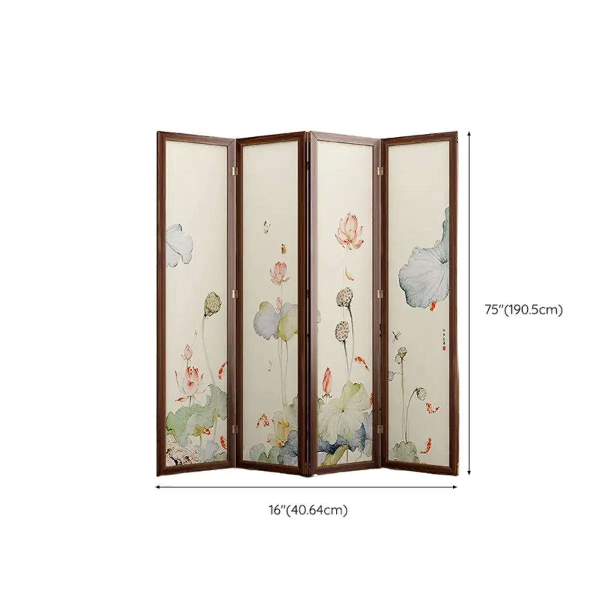 Folding White Lotus Fabric Decorative Room Divider Image - 20