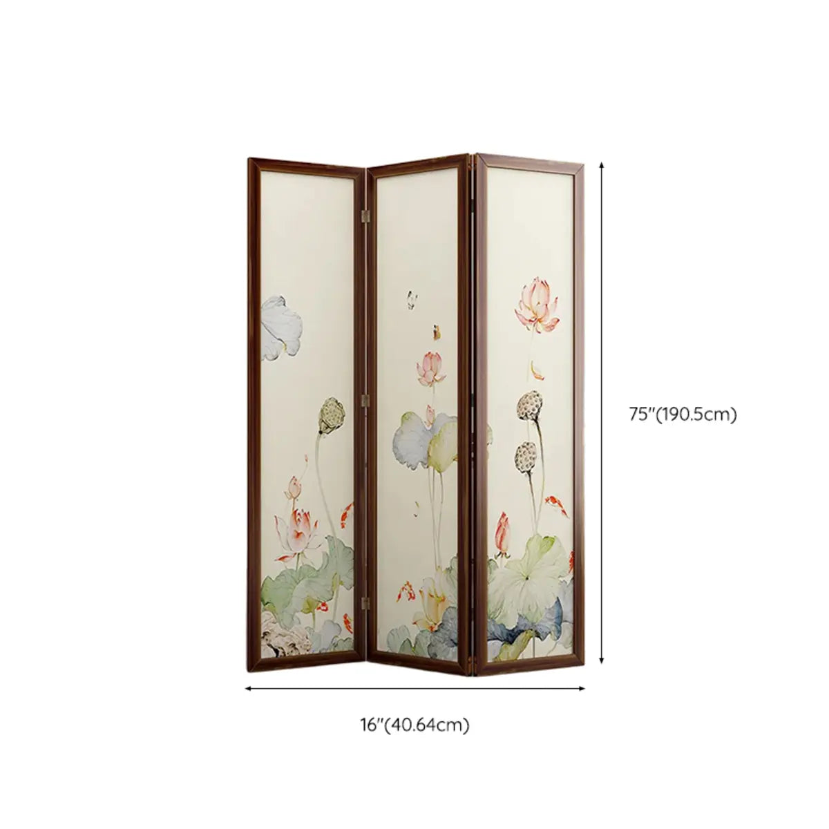 Folding White Lotus Fabric Decorative Room Divider Image - 22