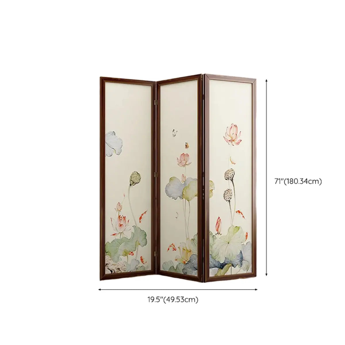 Folding White Lotus Fabric Decorative Room Divider Image - 27