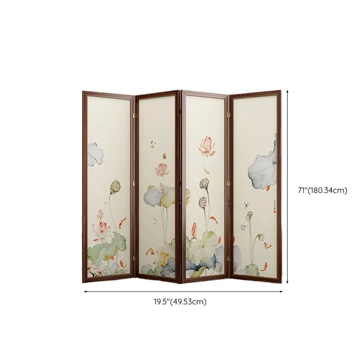 Folding White Lotus Fabric Decorative Room Divider Image - 28