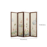 Folding White Lotus Fabric Decorative Room Divider Image - 28