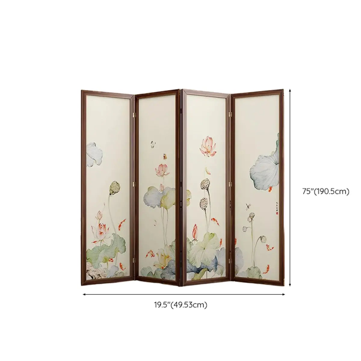 Folding White Lotus Fabric Decorative Room Divider Image - 29