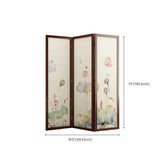 Folding White Lotus Fabric Decorative Room Divider Image - 30