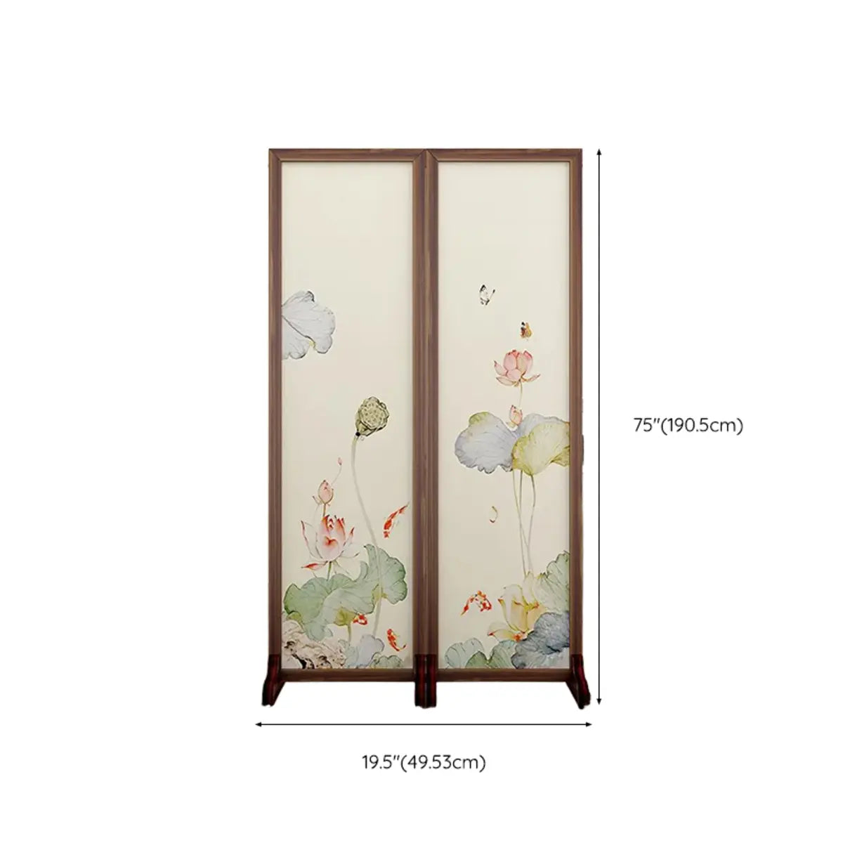 Folding White Lotus Fabric Decorative Room Divider Image - 31