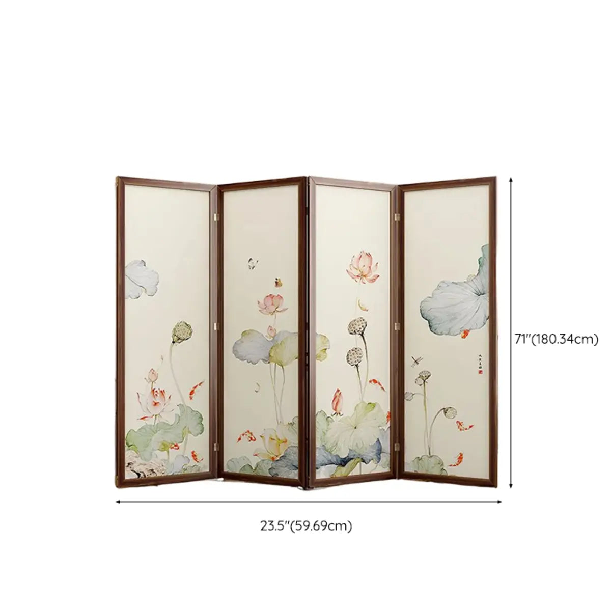 Folding White Lotus Fabric Decorative Room Divider Image - 35