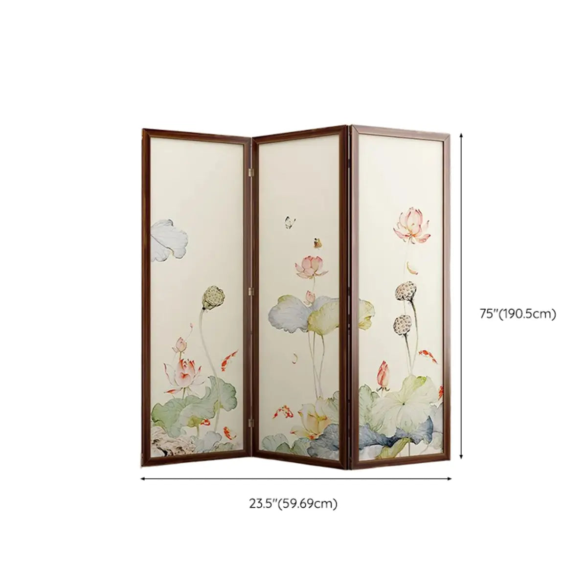 Folding White Lotus Fabric Decorative Room Divider Image - 37