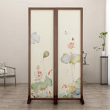 Folding White Lotus Fabric Decorative Room Divider Image - 6