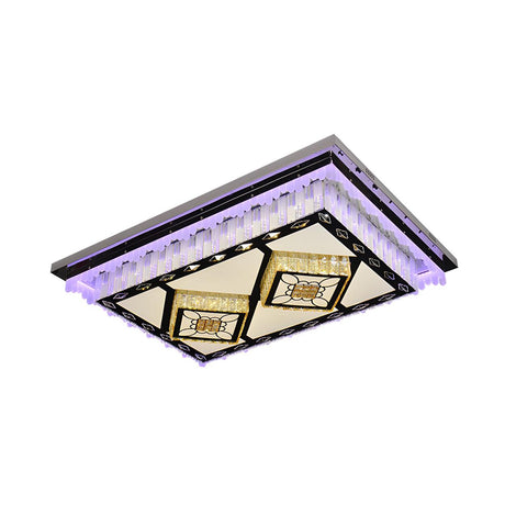 Four-Leaf Clover Rectangle Crystal LED Flush Mount Lamp Image - 2