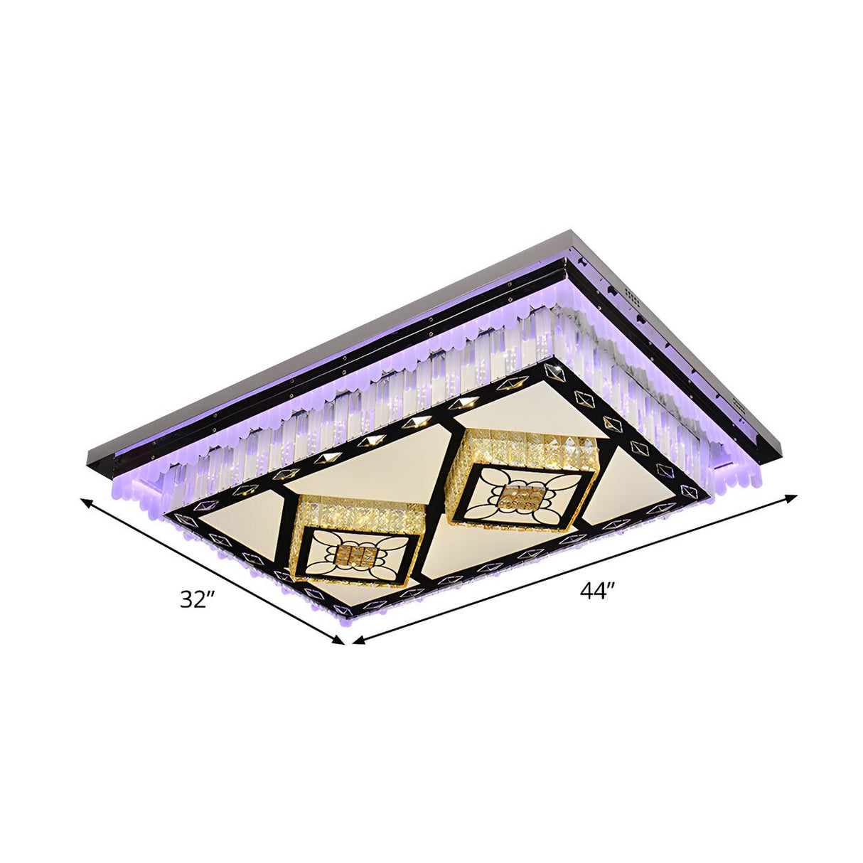 Four-Leaf Clover Rectangle Crystal LED Flush Mount Lamp Image - 4