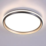 Foyer Black Round Metal LED Flush Mount Ceiling Light Image - 5