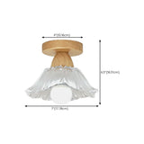 Foyer Clear Glass Flower Semi-Flush Mount Ceiling Lamp #size