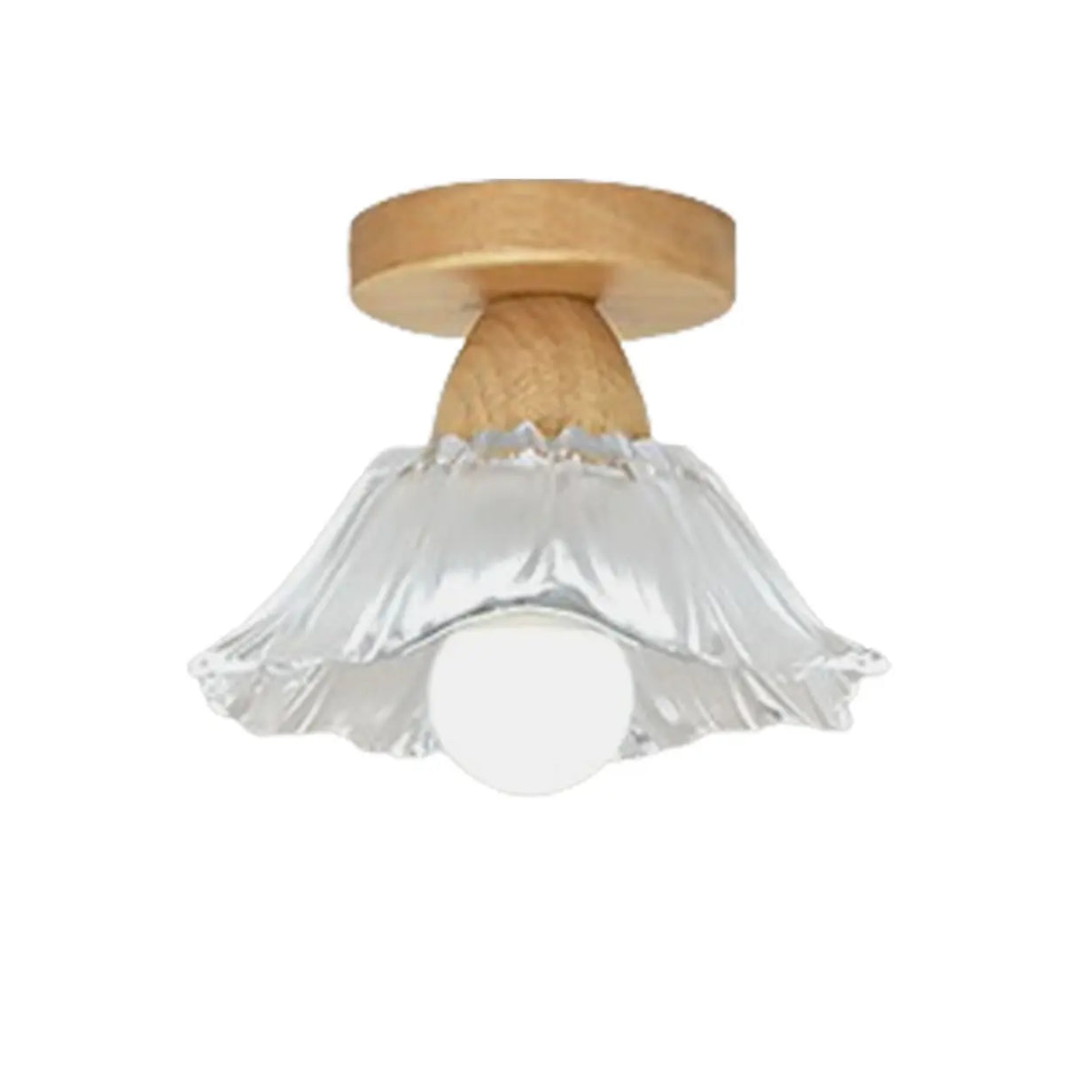 Foyer Clear Glass Flower Semi-Flush Mount Ceiling Lamp Image - 6