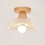 Foyer Clear Glass Flower Semi-Flush Mount Ceiling Lamp Image - 7