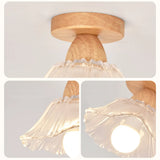 Foyer Clear Glass Flower Semi-Flush Mount Ceiling Lamp Image - 9