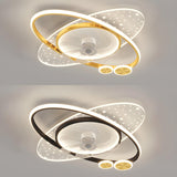 Foyer Creative Oval Ring Starry Ceiling Fan with Light Image - 10