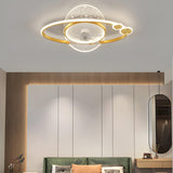 Foyer Creative Oval Ring Starry Ceiling Fan with Light Image - 16