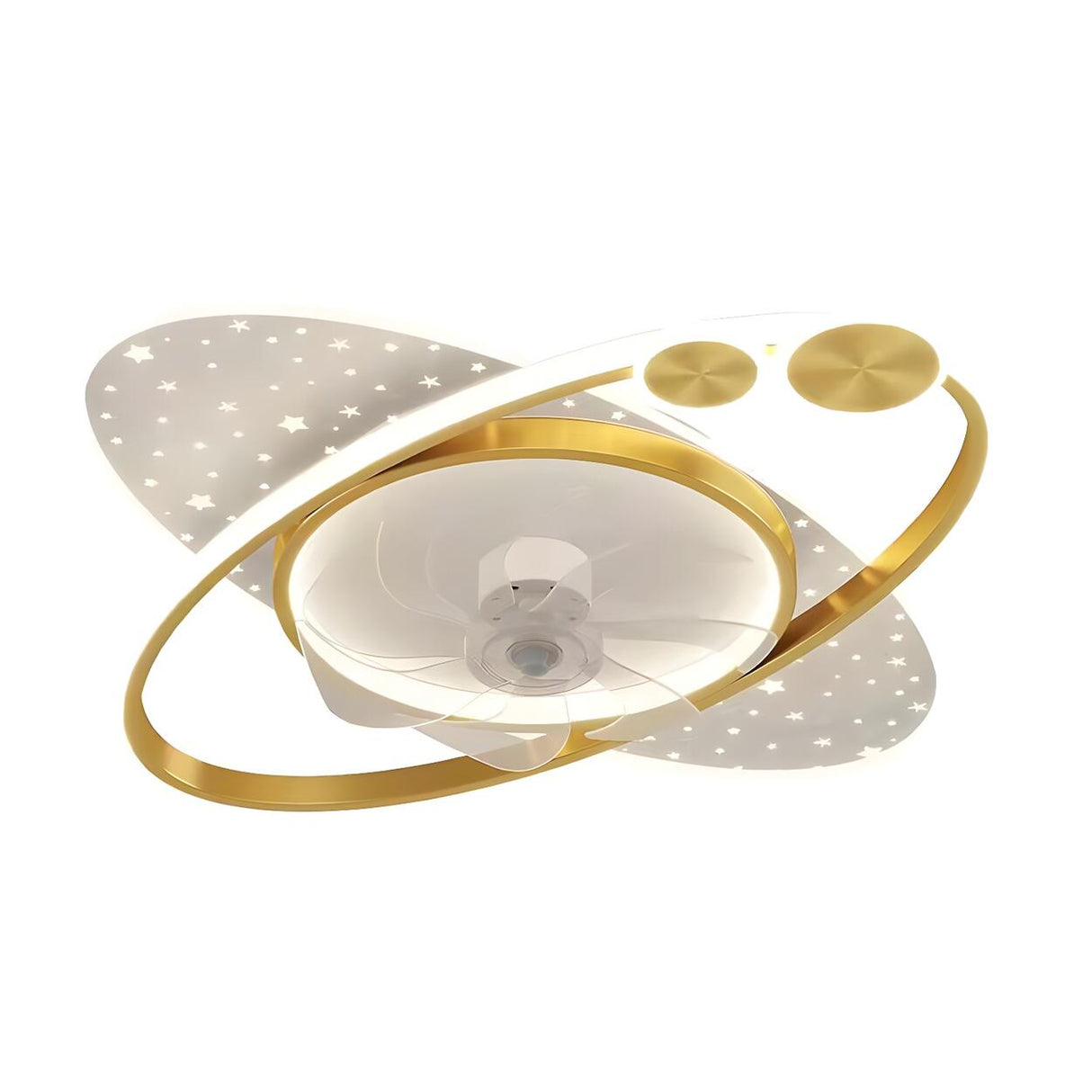 Foyer Creative Oval Ring Starry Ceiling Fan with Light Image - 7