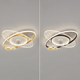 Foyer Creative Oval Ring Starry Ceiling Fan with Light Image - 8