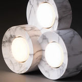 Foyer Marble Cylinder Flush Mount Ceiling Light 3-Light Image - 13