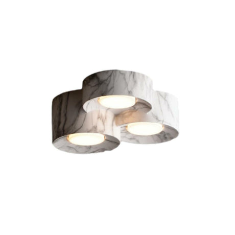 Foyer Marble Cylinder Flush Mount Ceiling Light 3-Light Image - 2