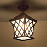 Foyer Rustic Black Lantern Glass Semi-Flush Mount Light Image - 5