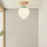 Foyer Strawberry White Glass Semi-Flush Mount Light Image - 1