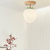 Foyer Strawberry White Glass Semi-Flush Mount Light Image - 11