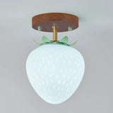 Foyer Strawberry White Glass Semi-Flush Mount Light Image - 2