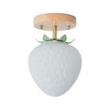 Foyer Strawberry White Glass Semi-Flush Mount Light Image - 6