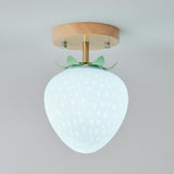 Foyer Strawberry White Glass Semi-Flush Mount Light Image - 8