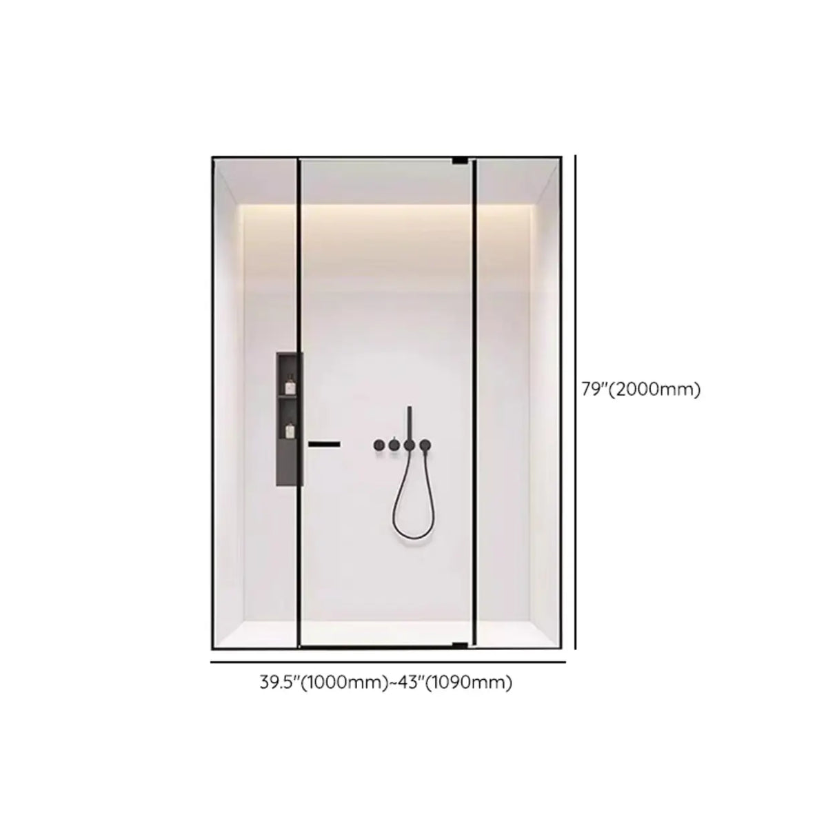 Frameless Black Clear Glass Handle Pivot Shower Door Image - 10