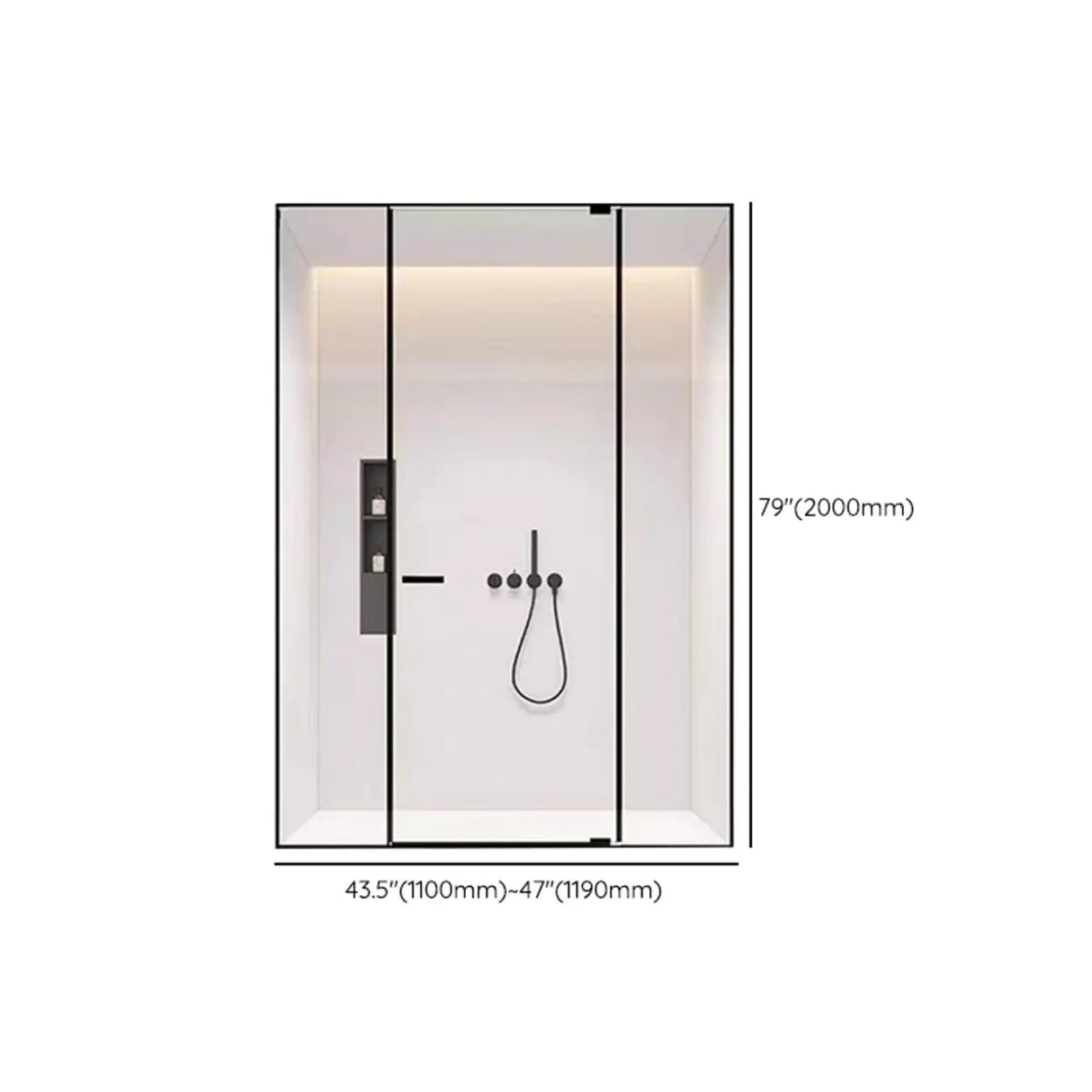 Frameless Black Clear Glass Handle Pivot Shower Door Image - 11