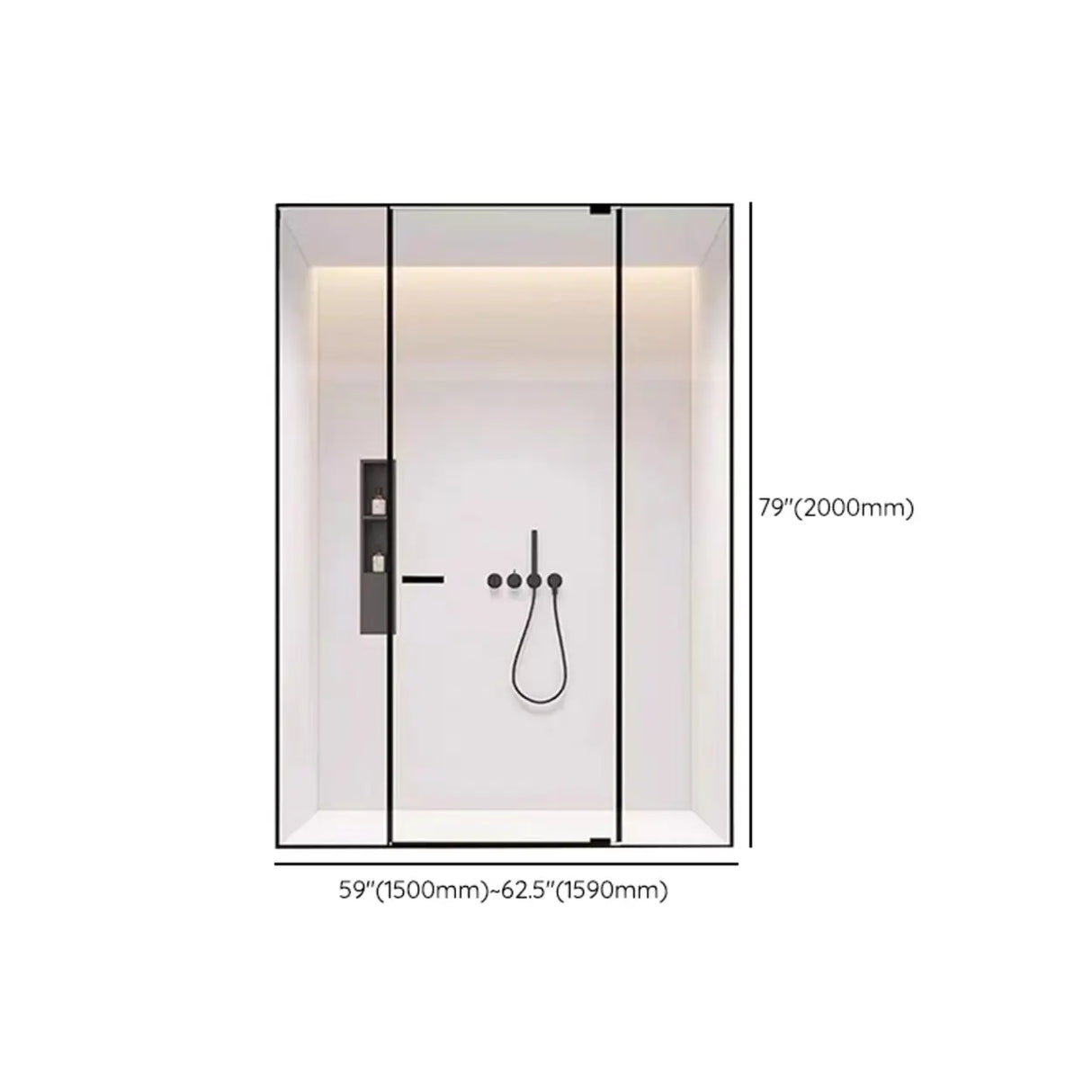 Frameless Black Clear Glass Handle Pivot Shower Door Image - 15