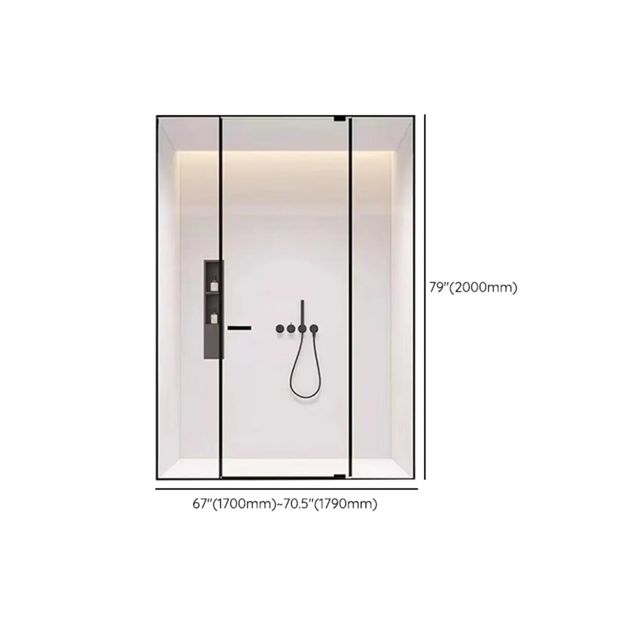 Frameless Black Clear Glass Handle Pivot Shower Door Image - 17