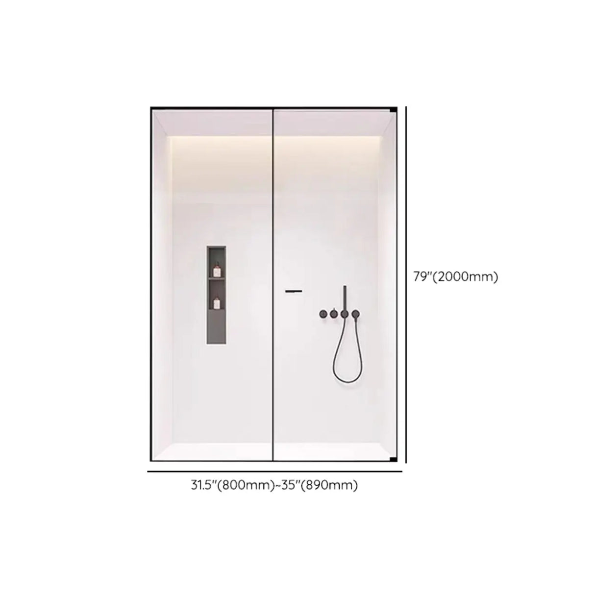 Frameless Black Clear Glass Handle Pivot Shower Door 