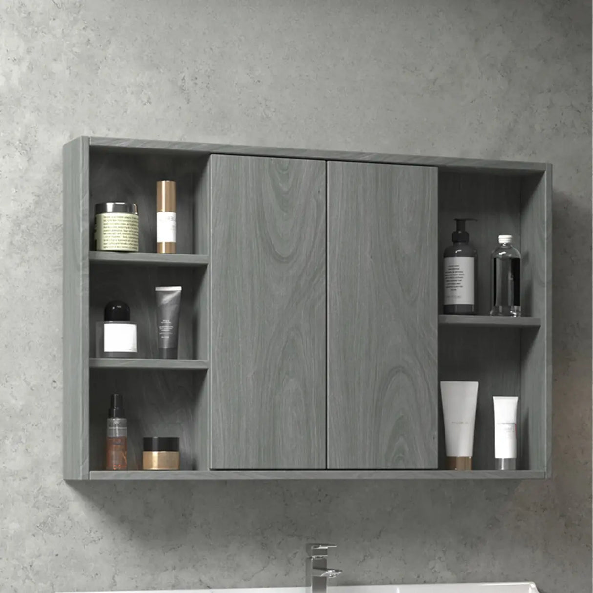 Frameless Small Rectangle White Wood Medicine Cabinet Image - 9