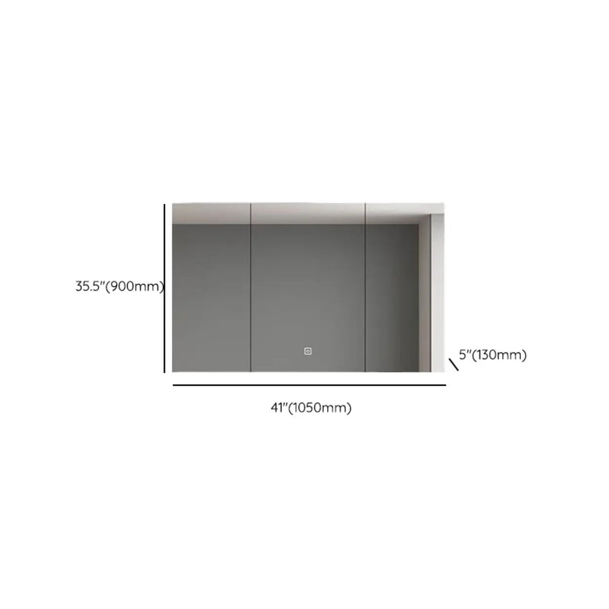 Frameless Stainless Rectangle Grey Large Medicine Cabinet 