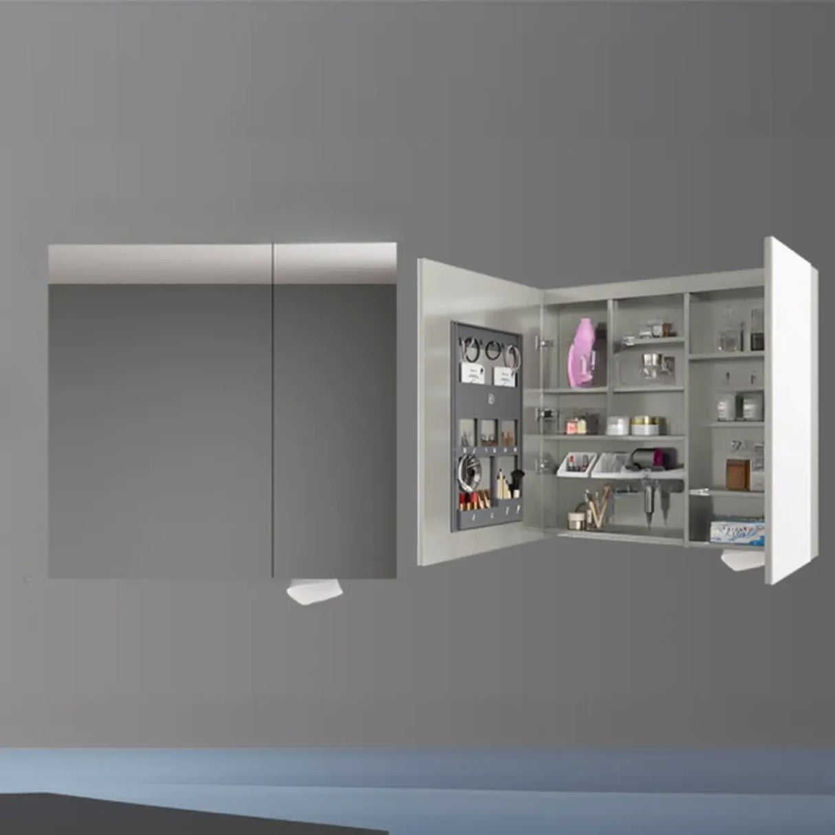 Frameless Stainless Rectangle Grey Large Medicine Cabinet Image - 5