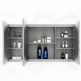 Frameless White Stainless Steel 3-Door Medicine Cabinet Image - 11