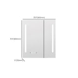 Frameless White Stainless Steel 3-Door Medicine Cabinet #size