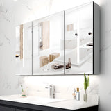 Frameless White Stainless Steel 3-Door Medicine Cabinet Image - 4