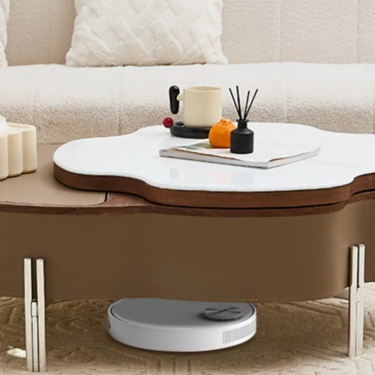 Free Form Microlite Lift Top Coffee Table with Storage Image - 7