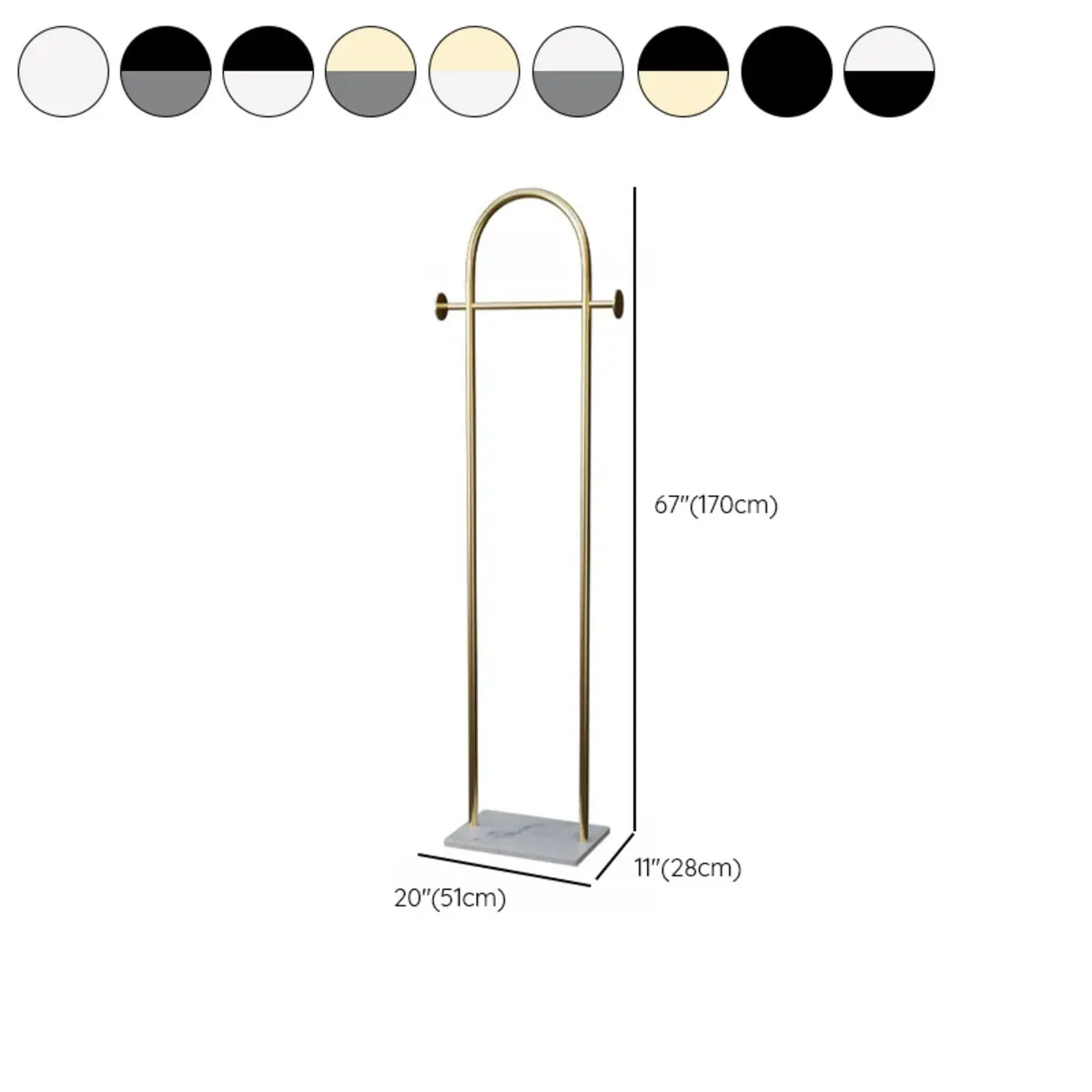 Free Standing Hooks Arch Metal Gold Entry Coat Rack 