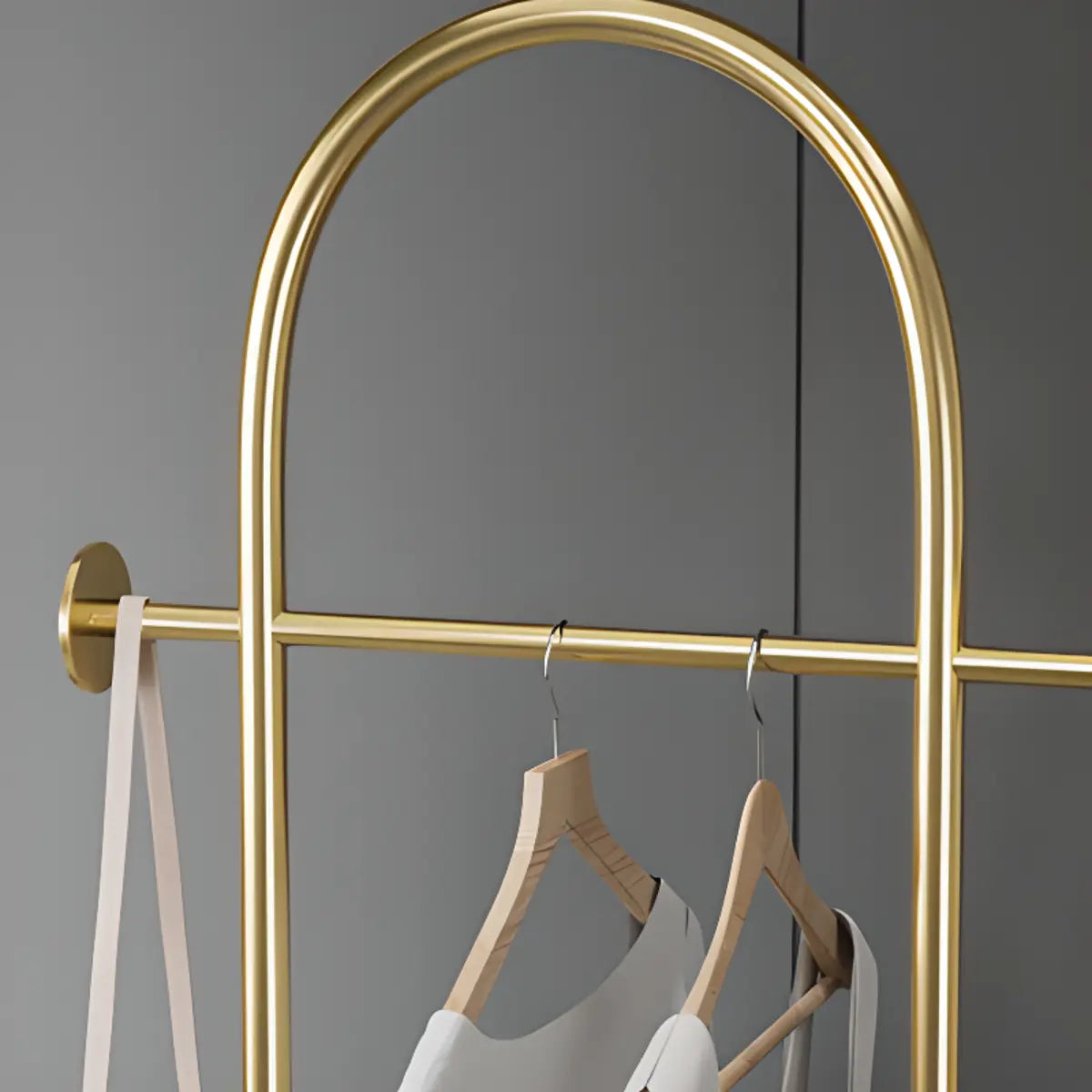 Free Standing Hooks Arch Metal Gold Entry Coat Rack Image - 7